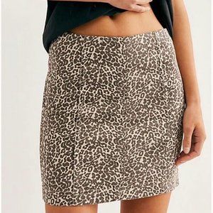 Free People Tea Combo Denim Skirt in Cheetah Size 6